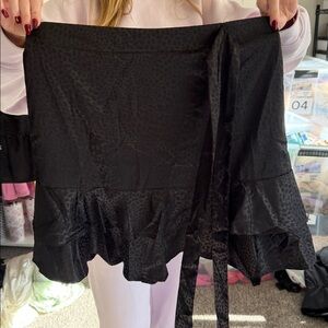 Black Leopard Ruffle Skirt